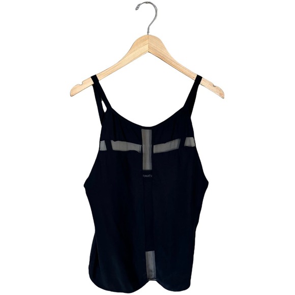 REFORMATION Silk Cami Tank Top Black Satin Sheer Cutout Detail Sleeveless XS EUC - Picture 7 of 10